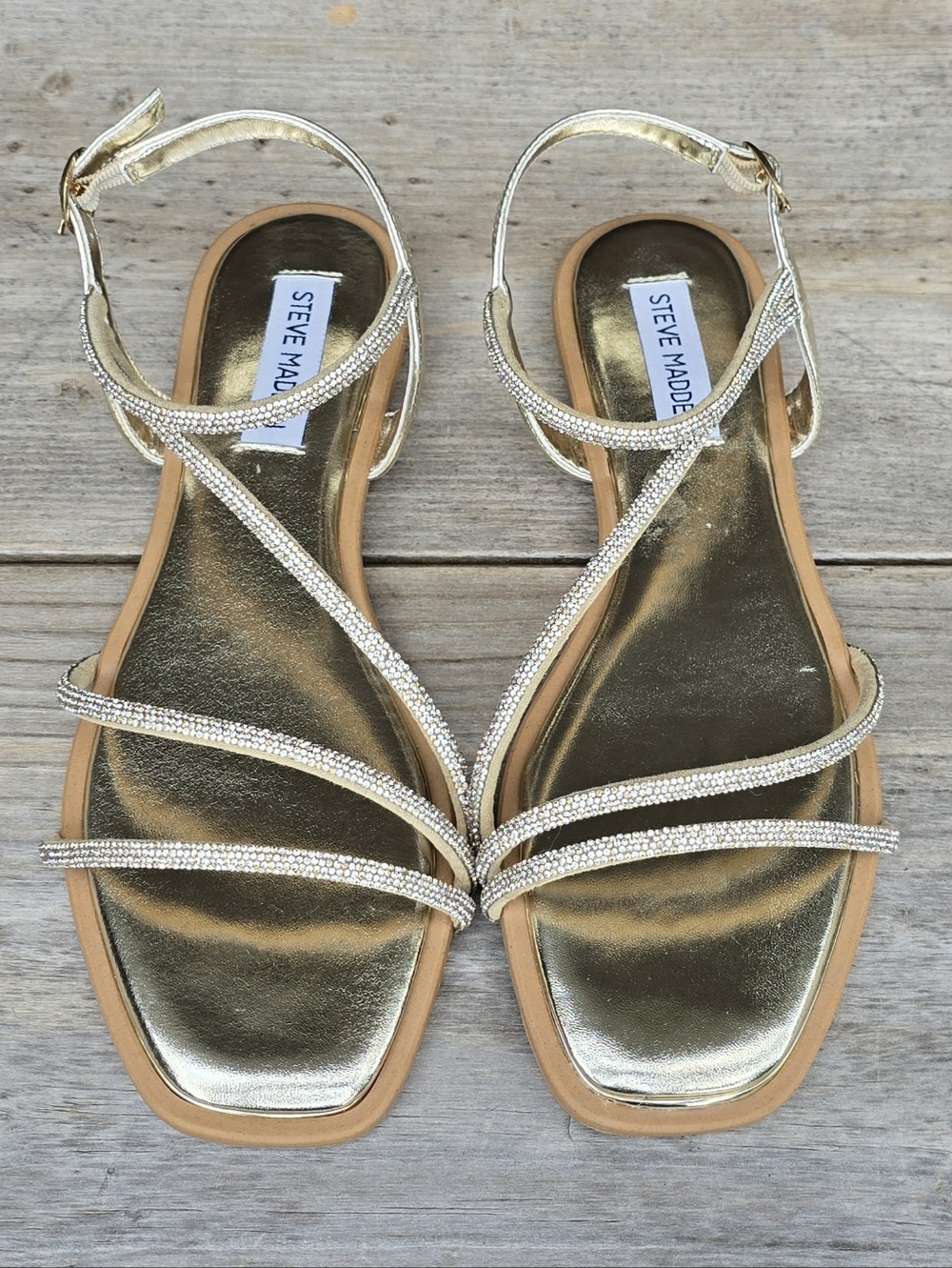 Steve Madden NEW Kelley Y2K Pop Glam Revival Rhinestone Sqaure To Sandals 9M